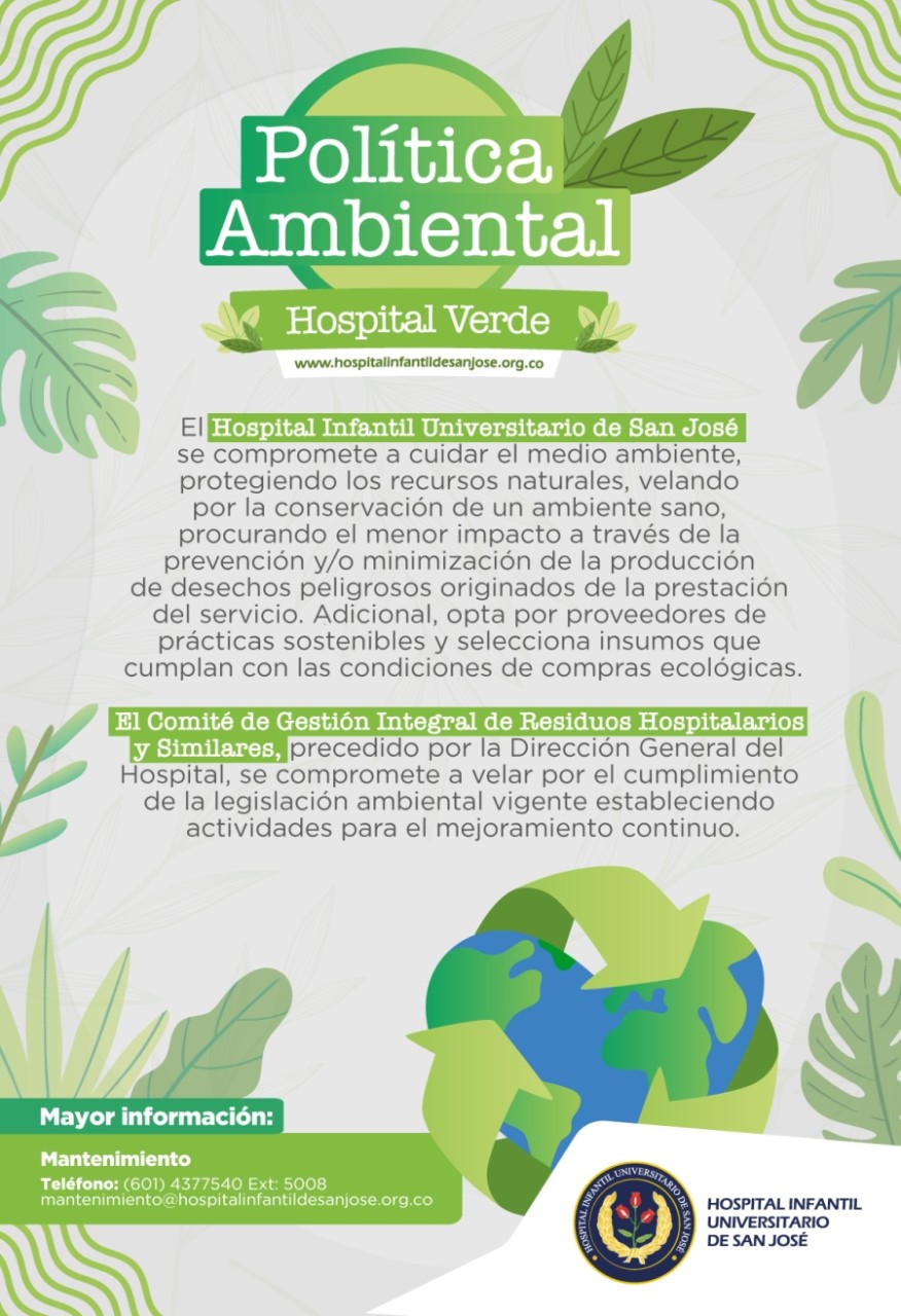 ¡CONOCE LA POLÍTICA AMBIENTAL DE NUESTRO HOSPITAL!